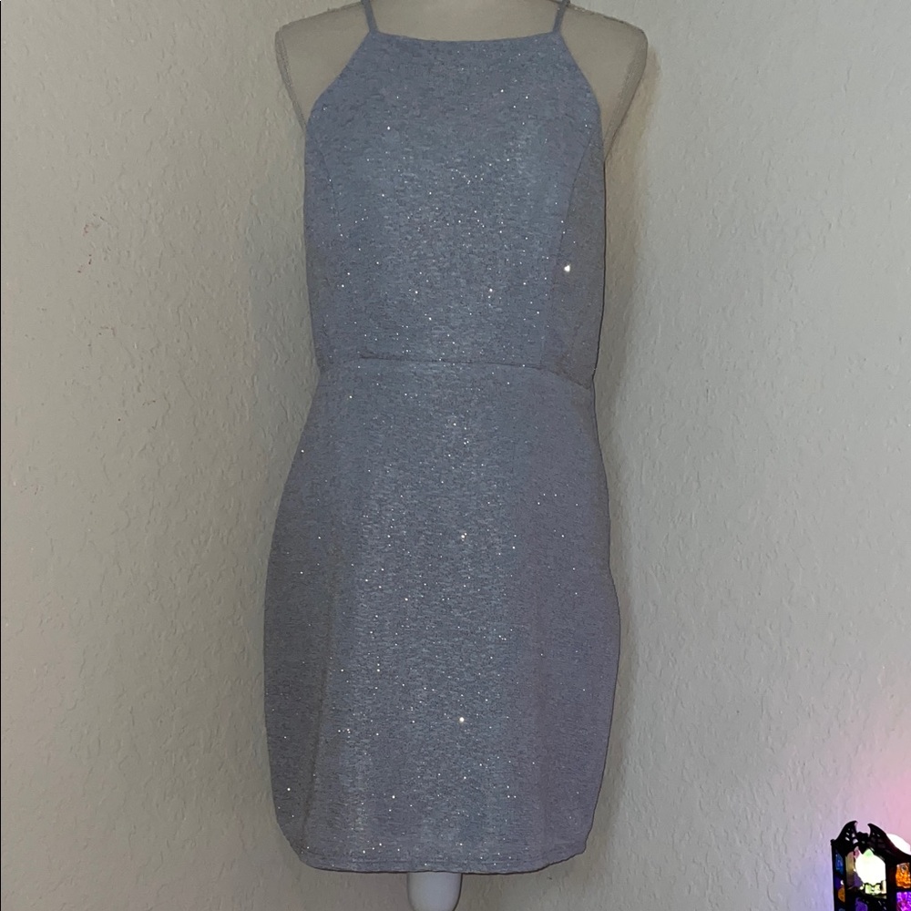 City Studio Sparkling Silver Mini Dress
